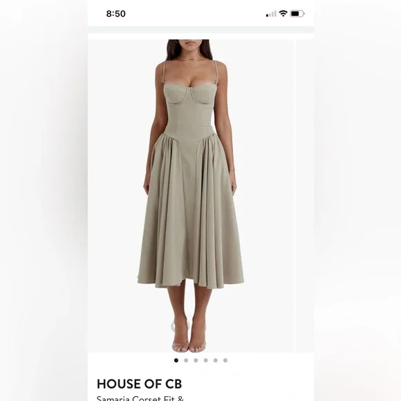 House of CB Strapless Corset Dress - Cream - Picture 6 of 7